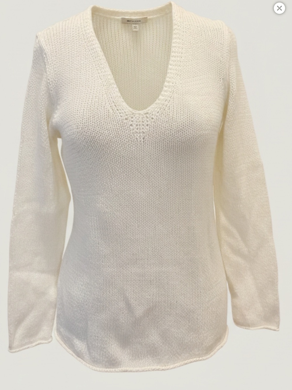 Belford Cream V-Neck Knit Sweater Cotton